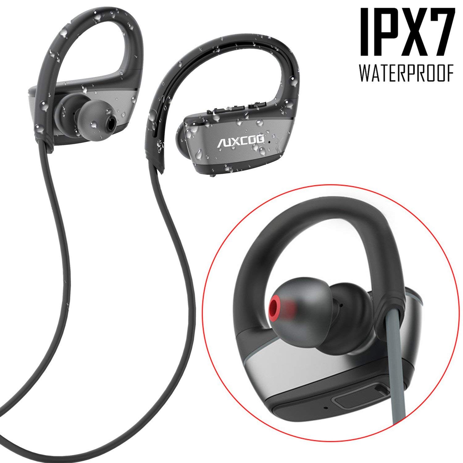 AUXCOO EP02 IPX7 Waterproof Sports Bluetooth Headphones
